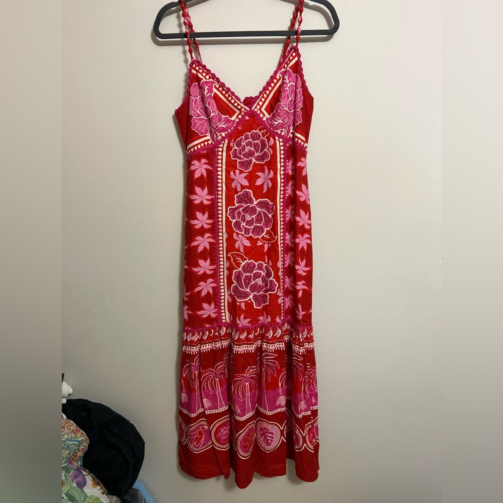 ⭐️Caroline Constas Red and Pink Ruffled Tiered Maxi Sundress⭐️ - Picture 6 of 8